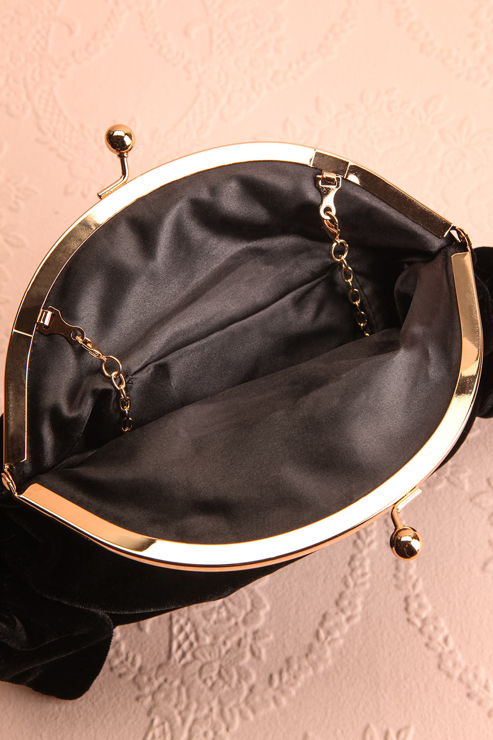 Merlini Black Velvet Clutch | Pochette Noire | Boutique 1861 inside