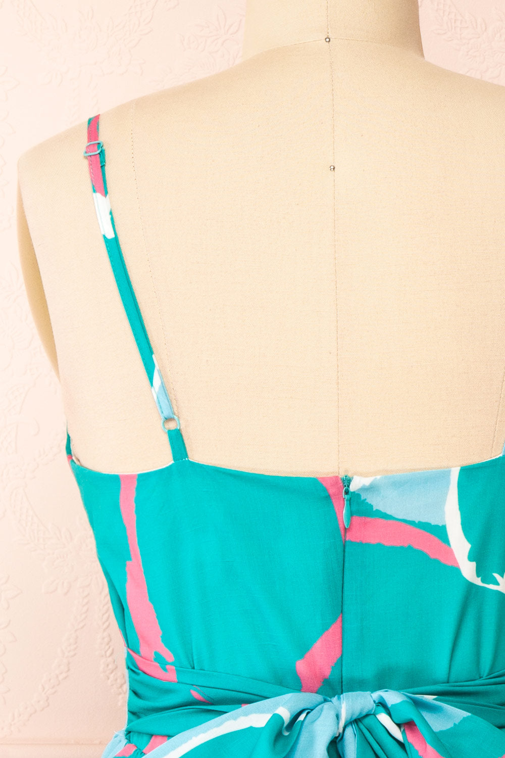 Merryweather Short A-line Dress w/ Abstract Print | Boutique 1861 back close-up