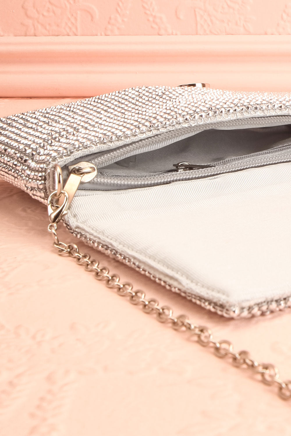 Meryt Silver Crystal Clutch | Sac à Main | Boutique 1861 inside close-up