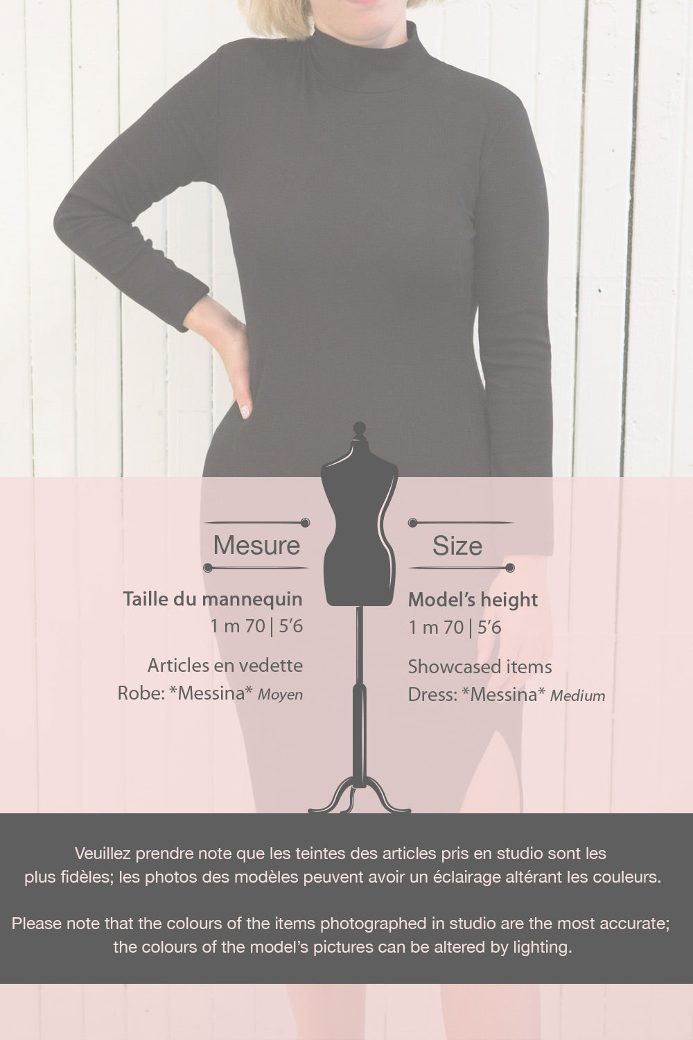 Messina Black Mock Neck Fitted Dress | La petite garçonne size