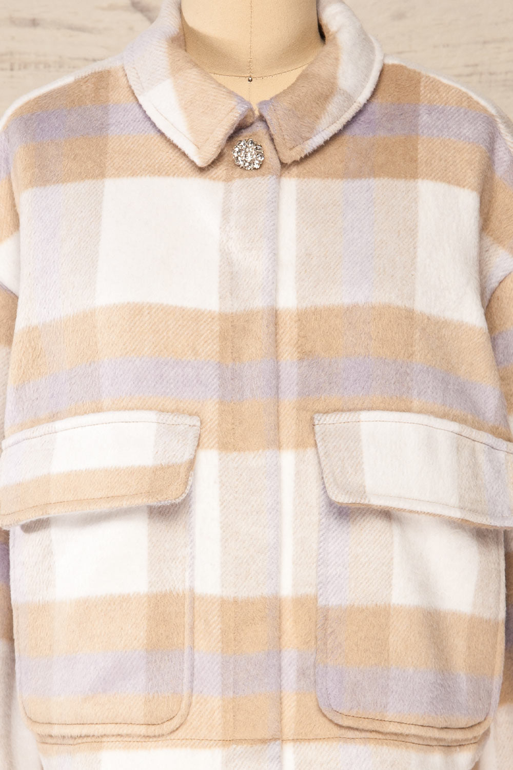 Micheil Cropped Plaid Jacket | La petite garçonne front close-up