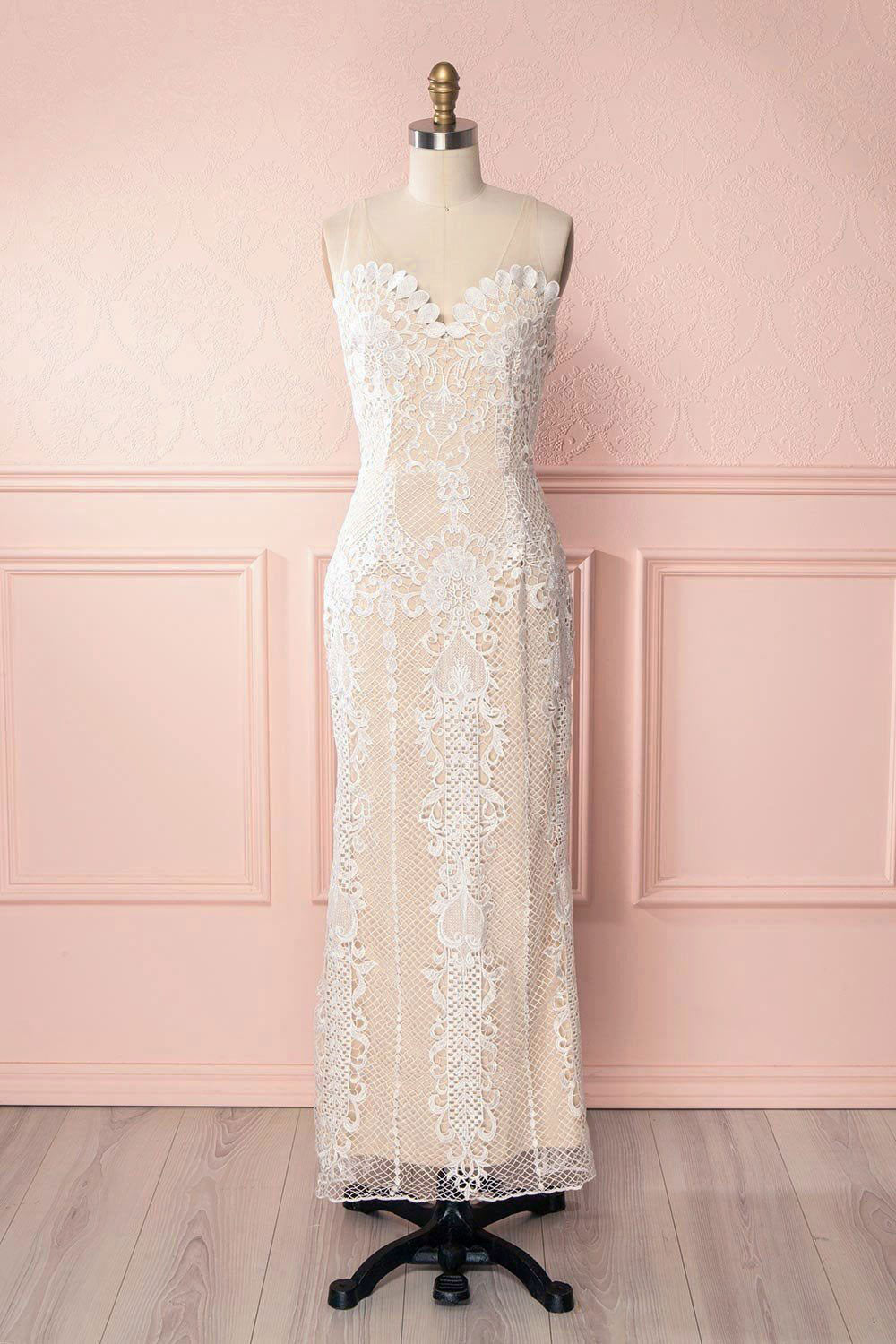Micheline Ivory Lace Midi Bridal Dress front view | Boudoir 1861