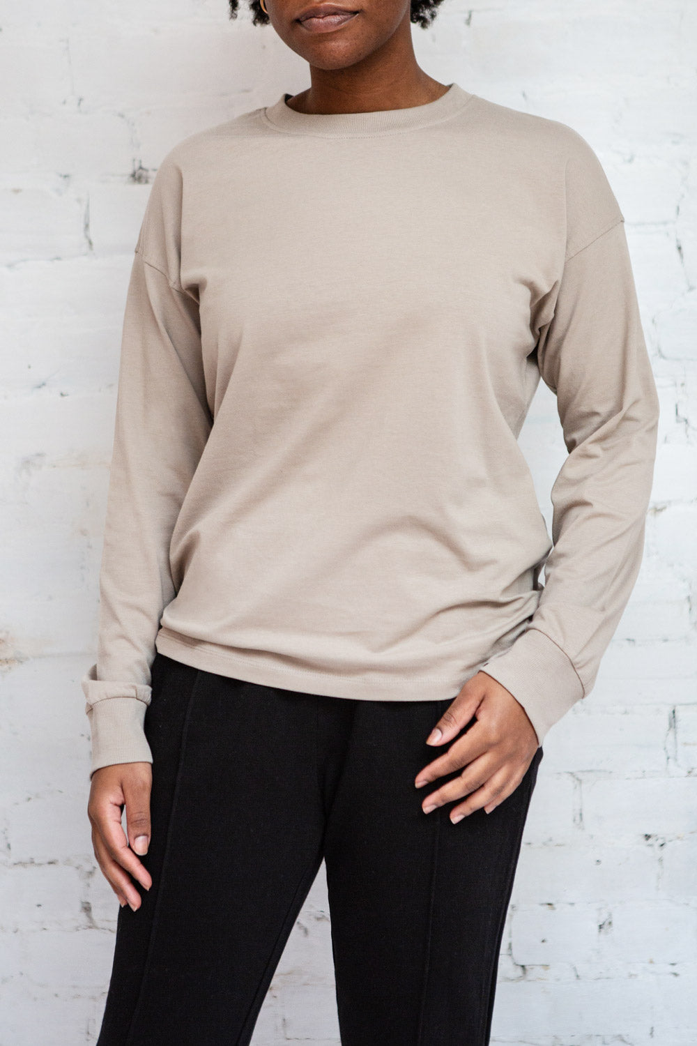Mielec Taupe Long Sleeve Top | La petite garçonne model