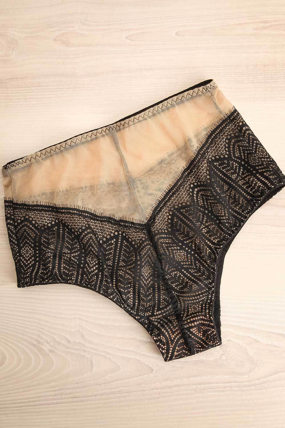 Miha Black Lace & Mesh High Waisted Panty | La Petite Garçonne