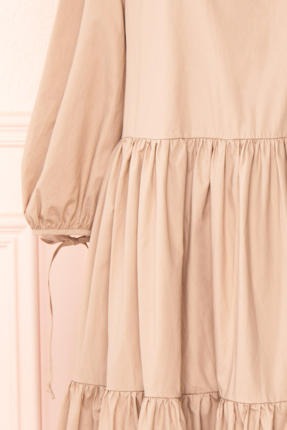 Mikki Beige Wide Layered Long Sleeve Dress | Boutique 1861 sleeve