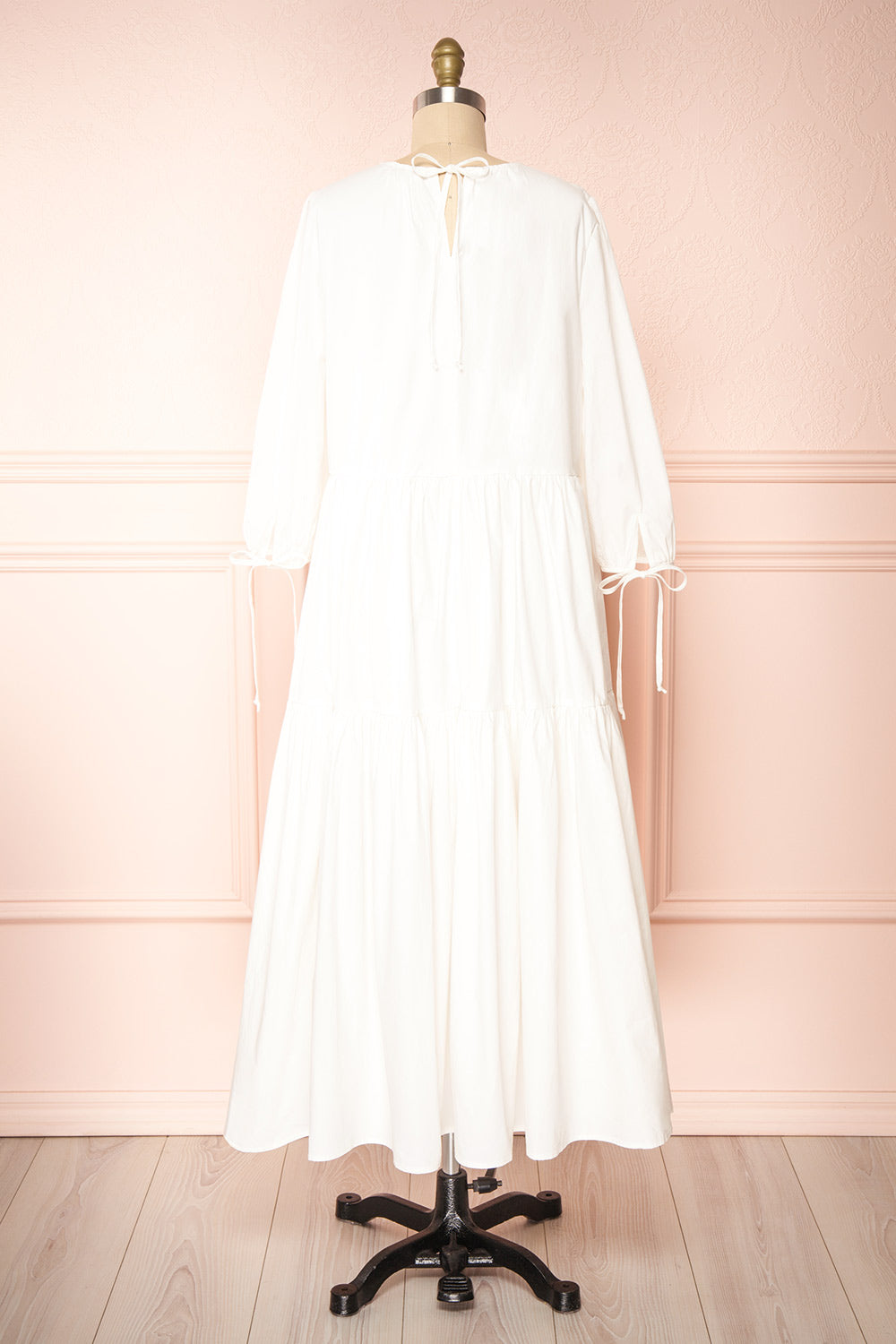Mikki Ivory Wide Layered Long Sleeve Dress | Boutique 1861 back view