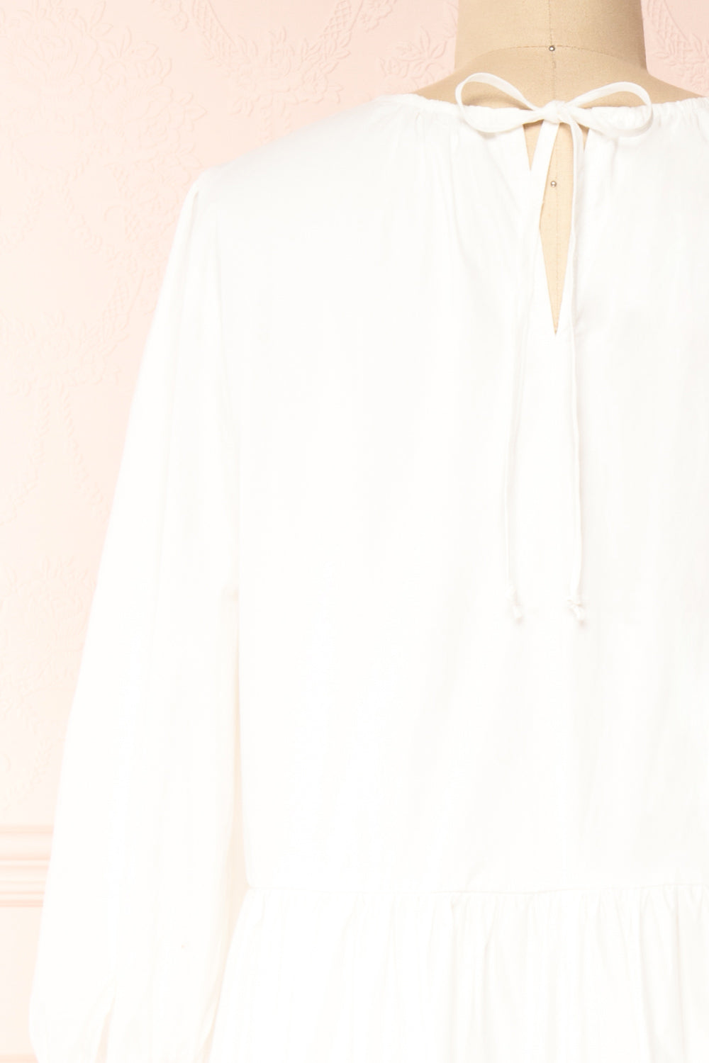 Mikki Ivory Wide Layered Long Sleeve Dress | Boutique 1861 back close-up