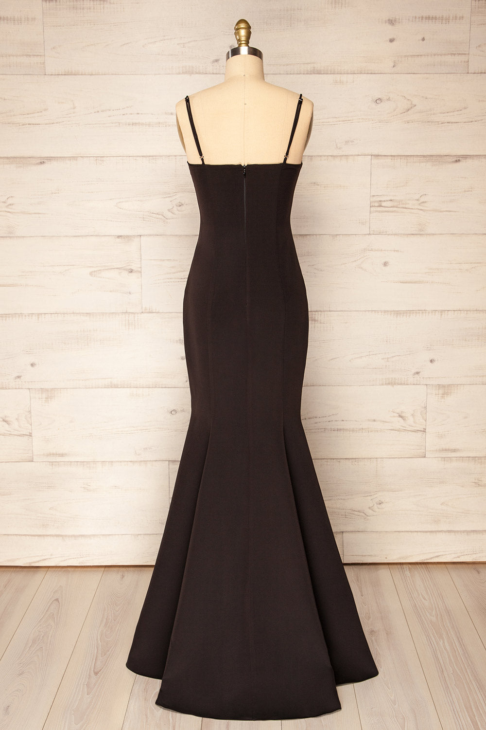 Milena Black Mermaid Gown with Slit | La Petite Garçonne back view