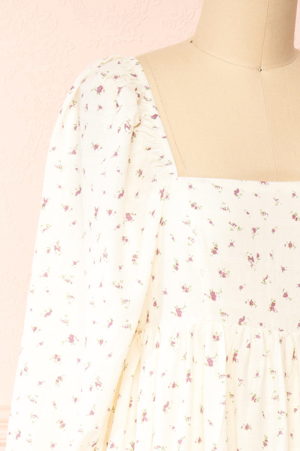 Milka Long Sleeve Floral Midi Dress | Boutique 1861 side close-up