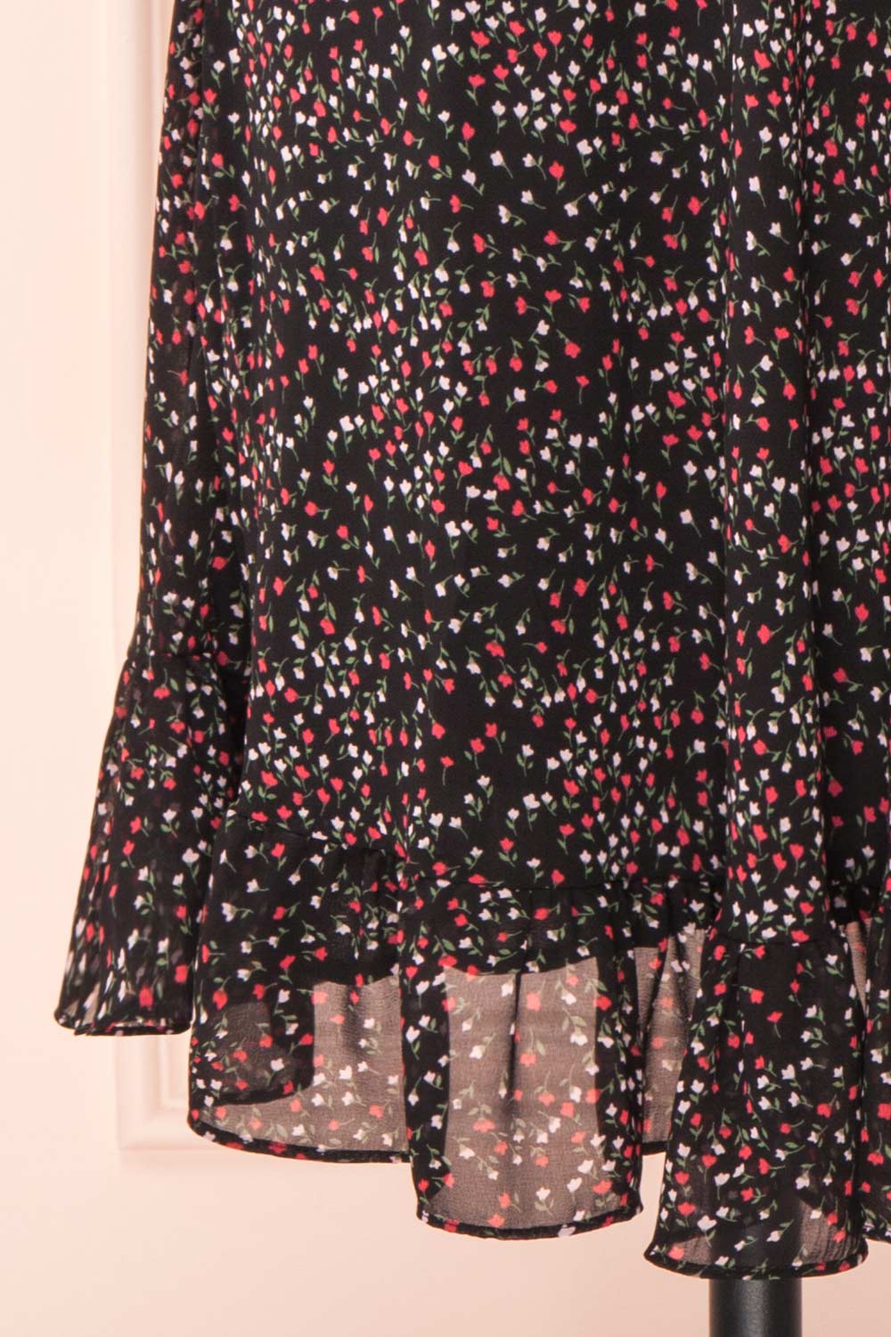 Milly Black Short Chiffon Dress w/ Puffy Sleeves | Boutique 1861 bottom 