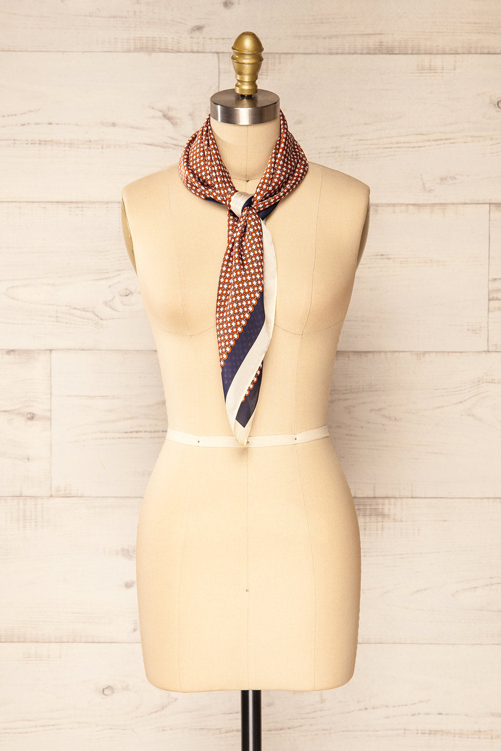 Mississauga Red & Navy Patterned Satin Scarf | La petite garçonne tie