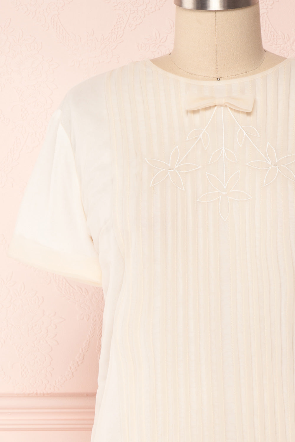 Miyama Cream Organza Pleated Short Sleeved Blouse | Boutique 1861 2