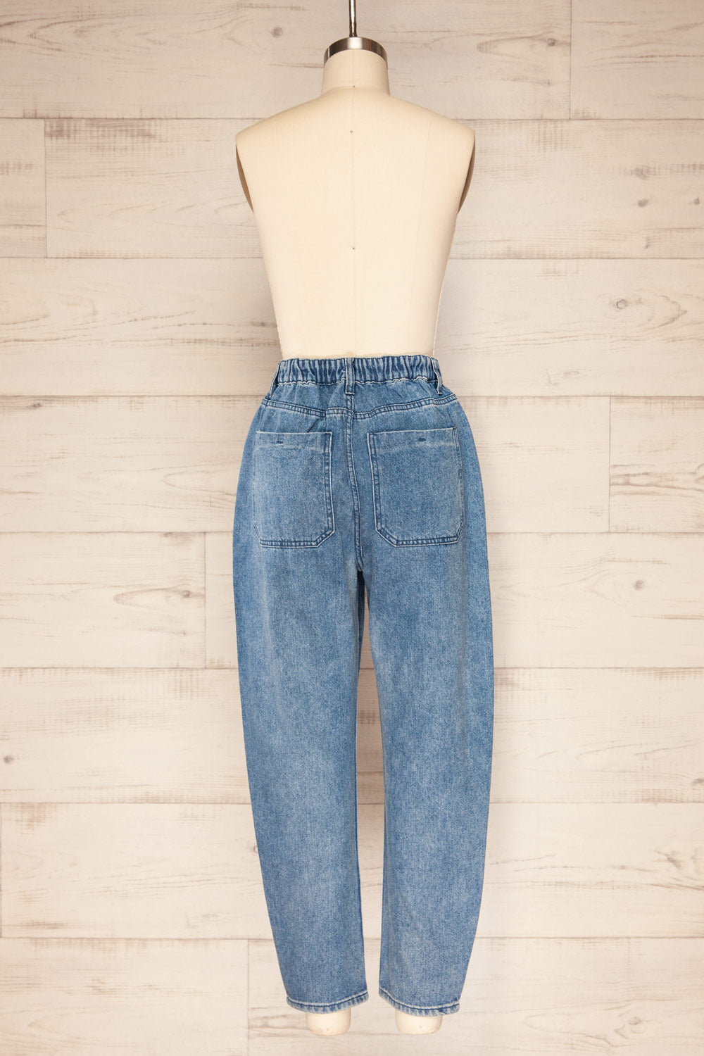 Mokrutan Blue High Waisted Mom Jeans | La petite garçonne back view