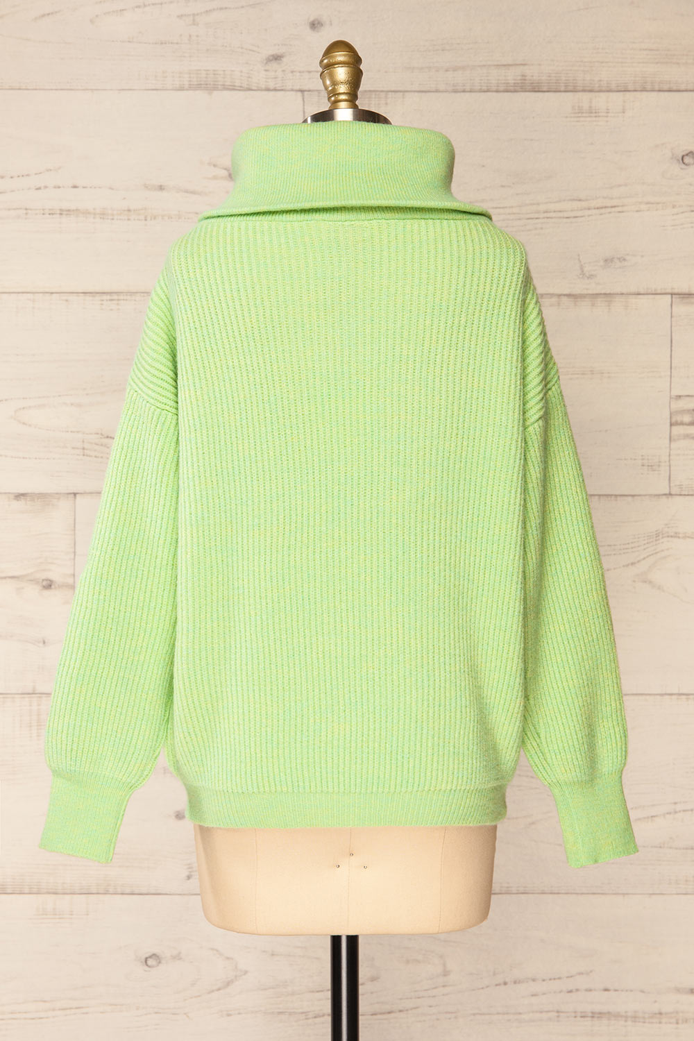 Molina Green Quarter-Zip Rib Knit Sweater | La petite garçonne back view