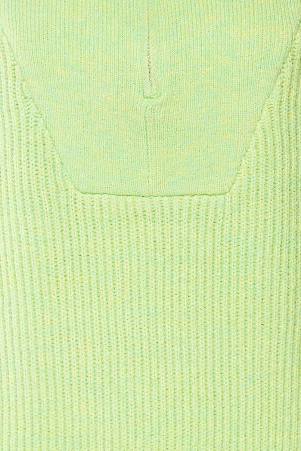 Molina Green Quarter-Zip Rib Knit Sweater | La petite garçonne fabric