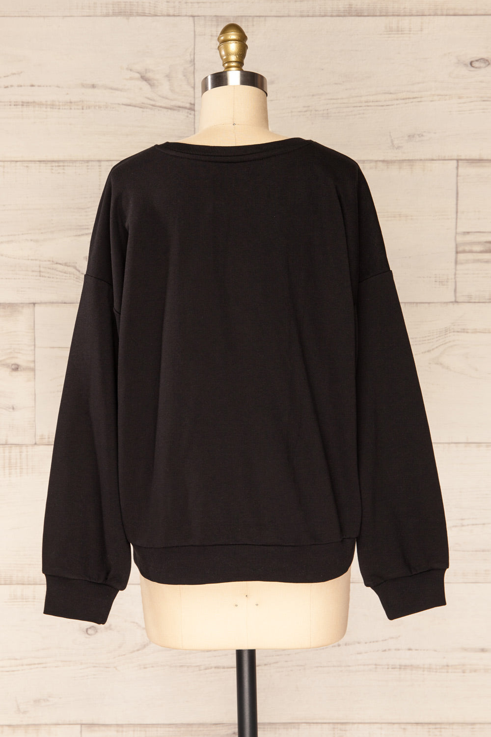 Monki Black Oversized Crew Sweatshirt | La petite garçonne back view
