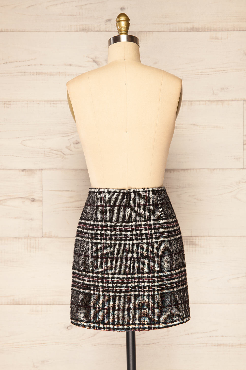 Montbrisson Black Plaid Mini-Skirt | La petite garçonne back view