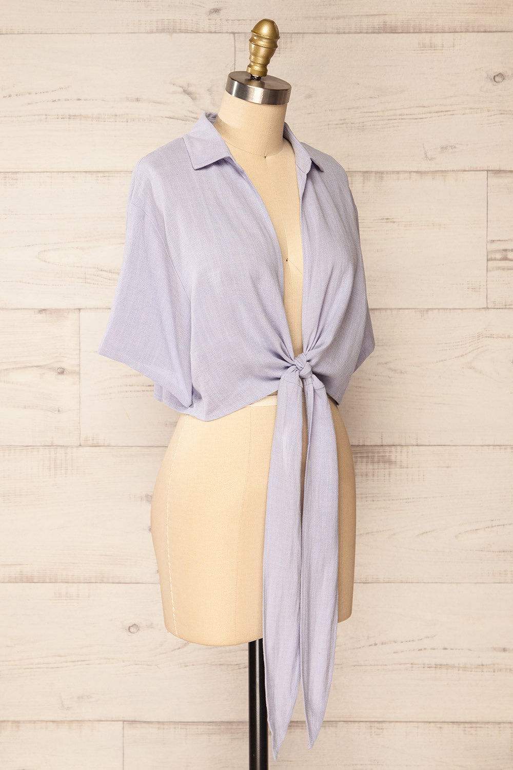 Moresby Lavender Tie-Front Crop Top | La petite garçonne side view