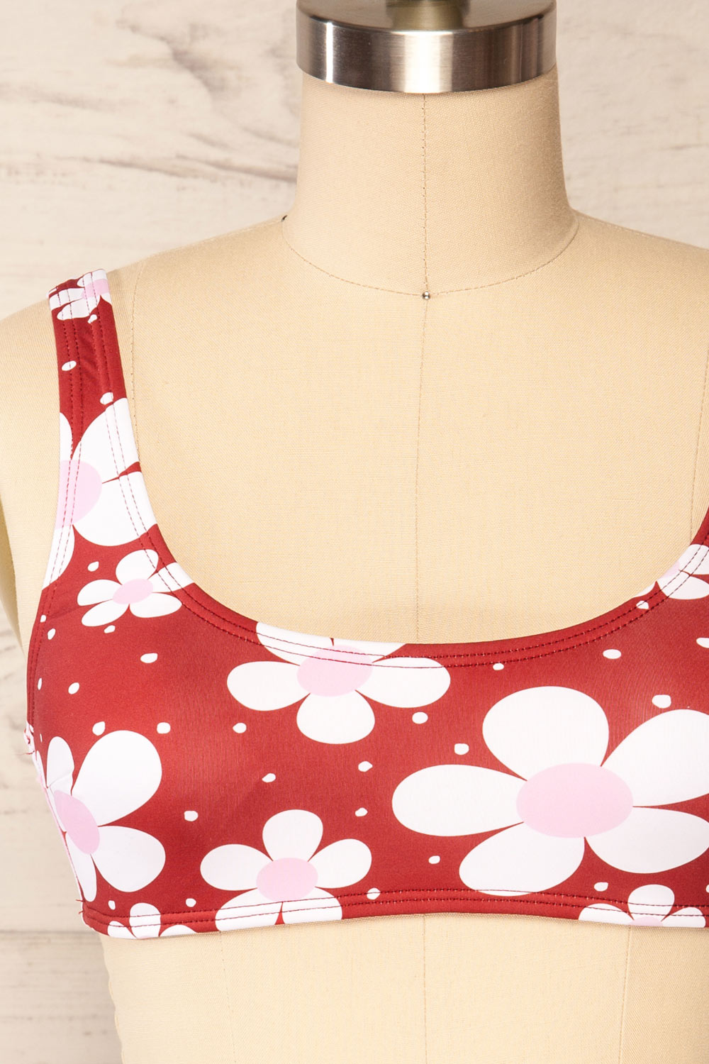 Moryn Sport Style Floral Bikini Top | La petite garçonne - front close up