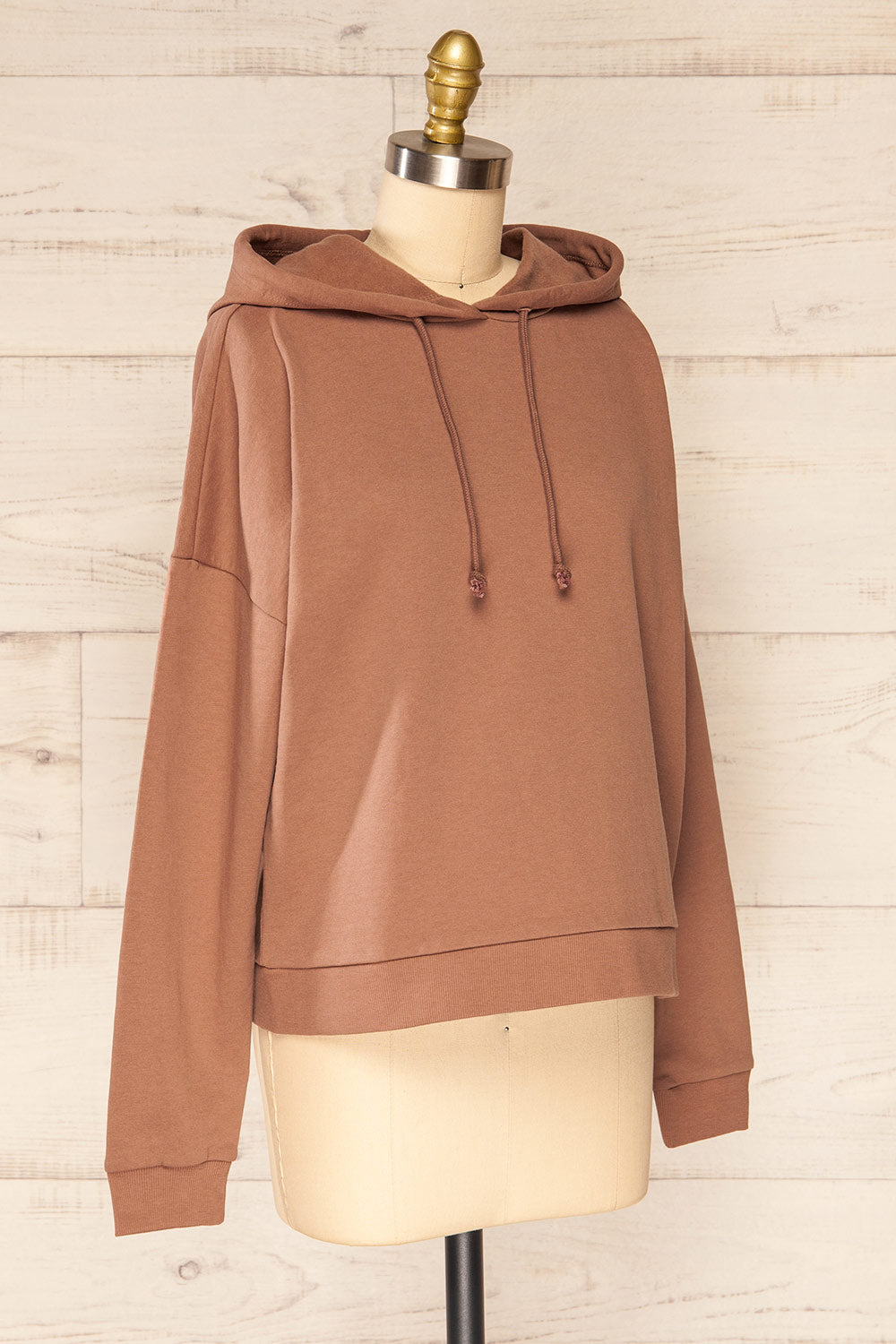 Munich Brown Long Sleeve Hooded Sweatshirt | La petite garçonne side view