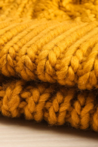 Muscaa Mustard Knit Tuque w/ Pompom | La petite garçonne flat close-up