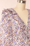 Myane Floral Puffy Sleeve Midi Dress | La petite garçonne side close up