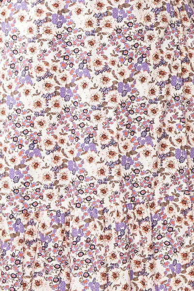 Myane Floral Puffy Sleeve Midi Dress | La petite garçonne fabric