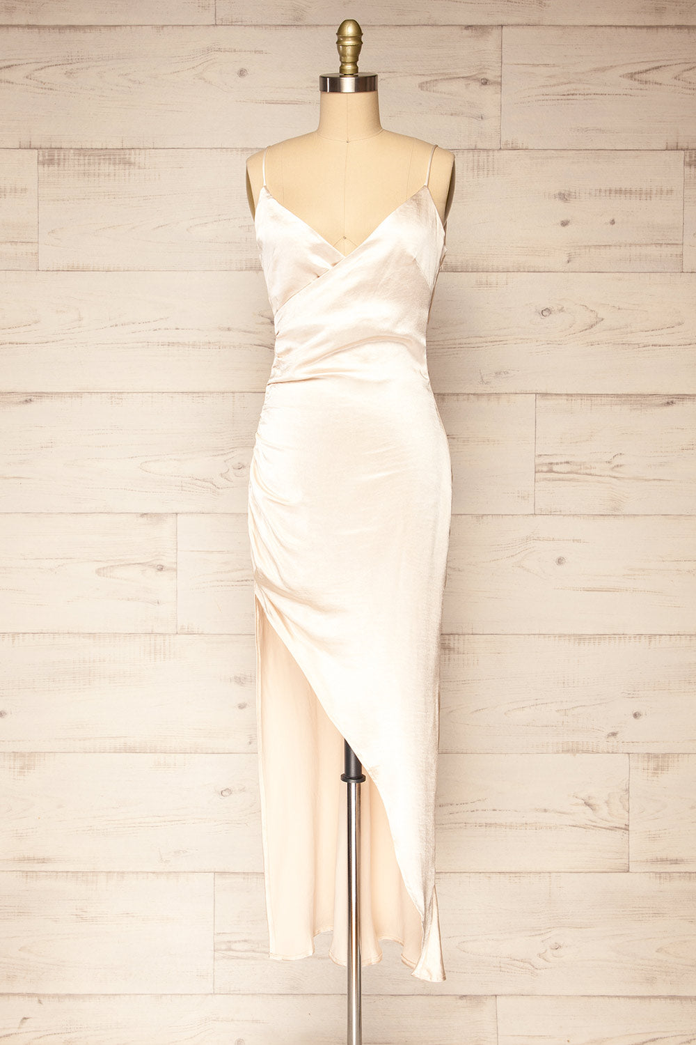 Mychkine Champagne Midi Dress w/ Slit | La petite garçonne front view