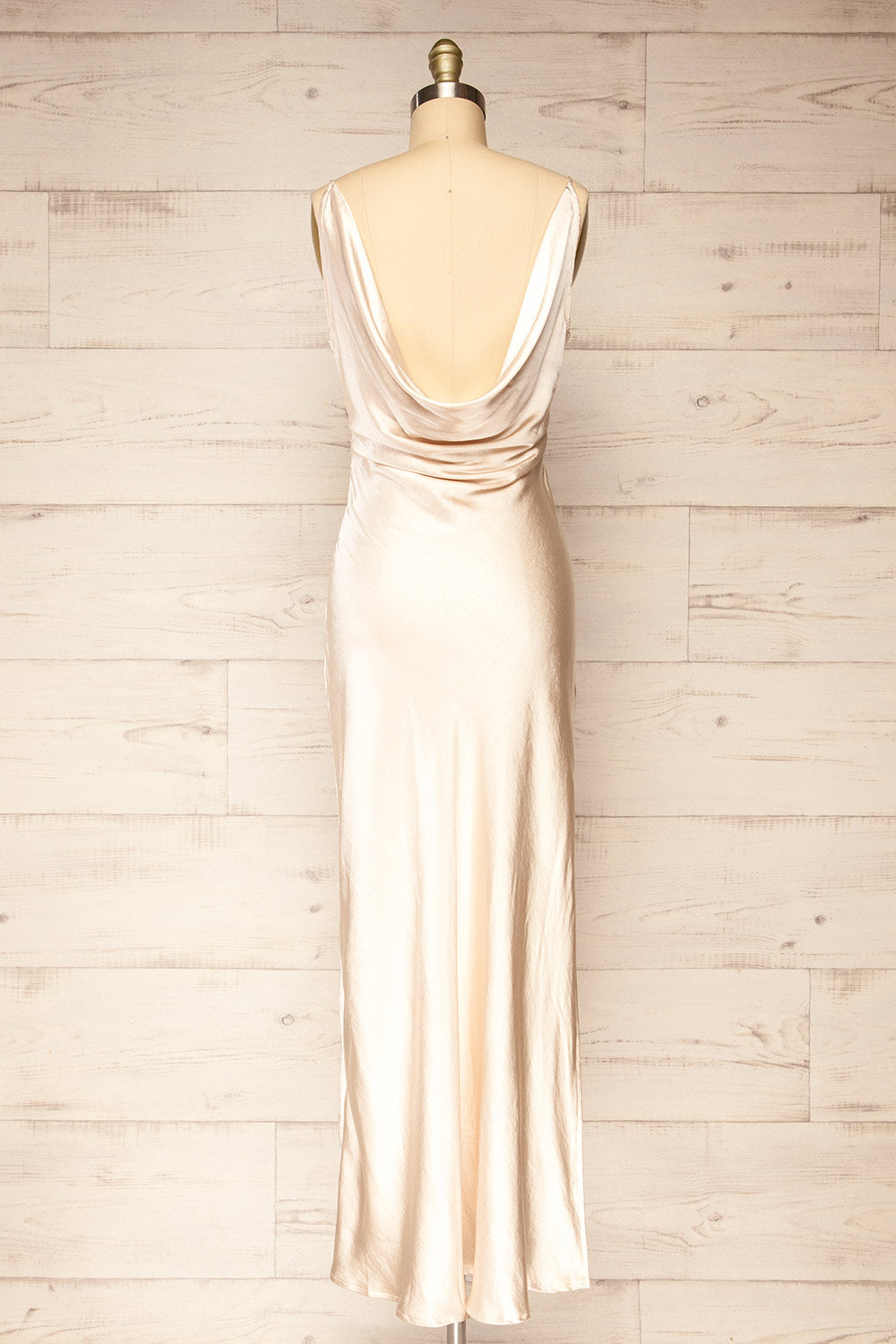 Mychkine Champagne Midi Dress w/ Slit | La petite garçonne back view