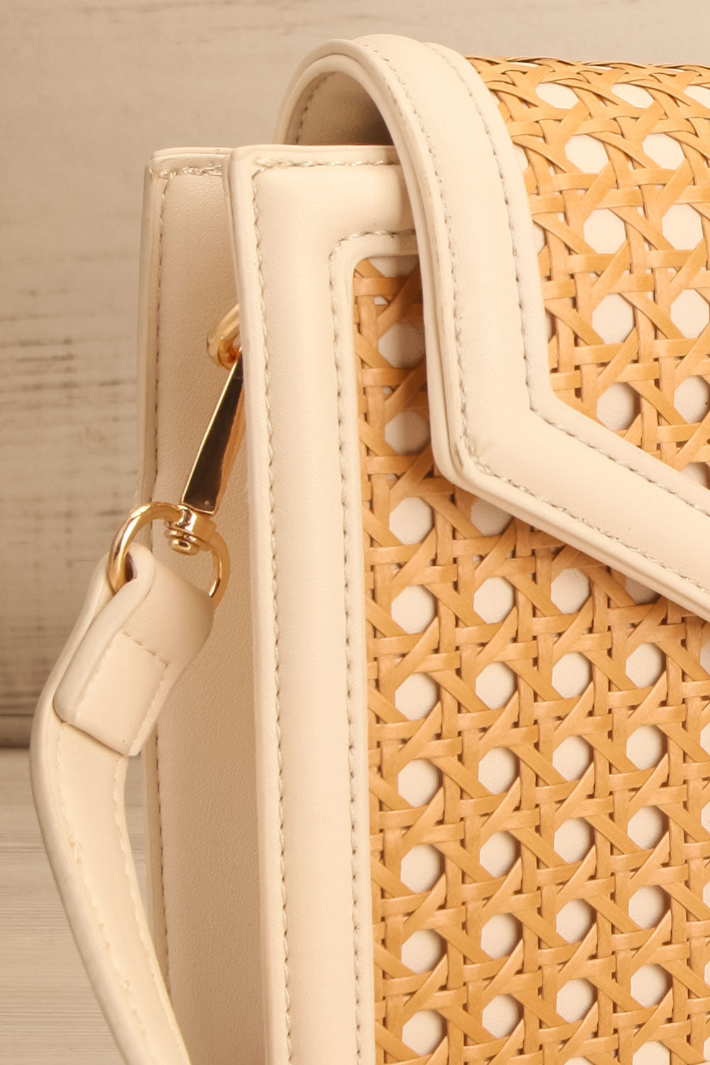 Mykhonos Ivoire Cane Crossbody Bag side close-up