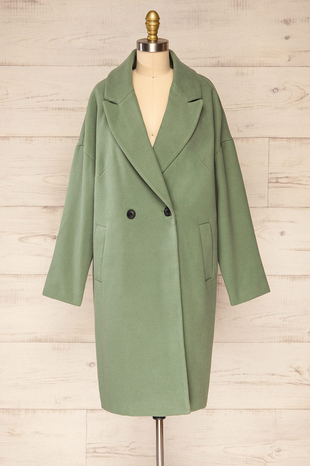 Nahaven Sage Buttoned Trench Coat | La petite garçonne front view