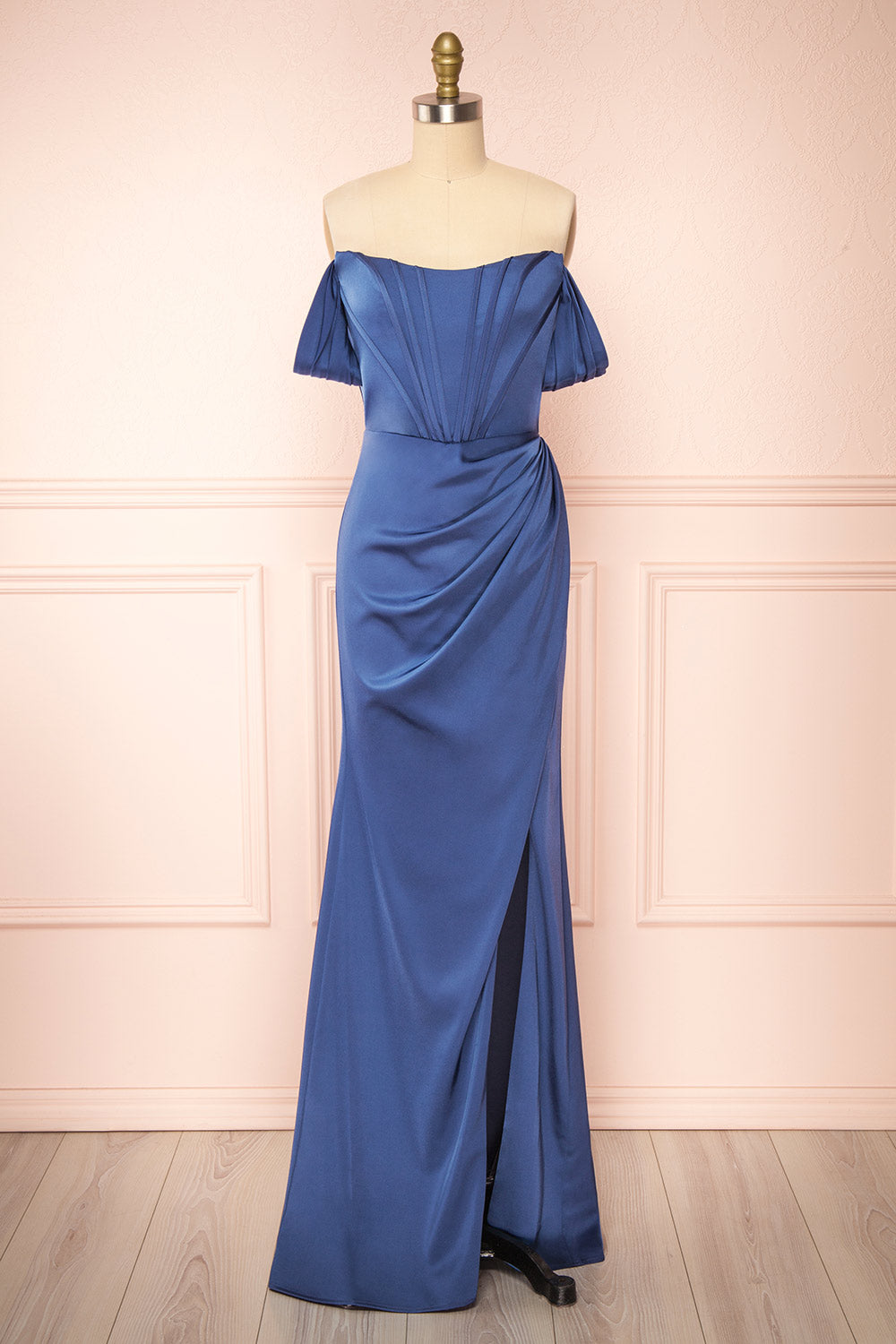 Namie Blue | Corset Maxi Dress with Removable Straps