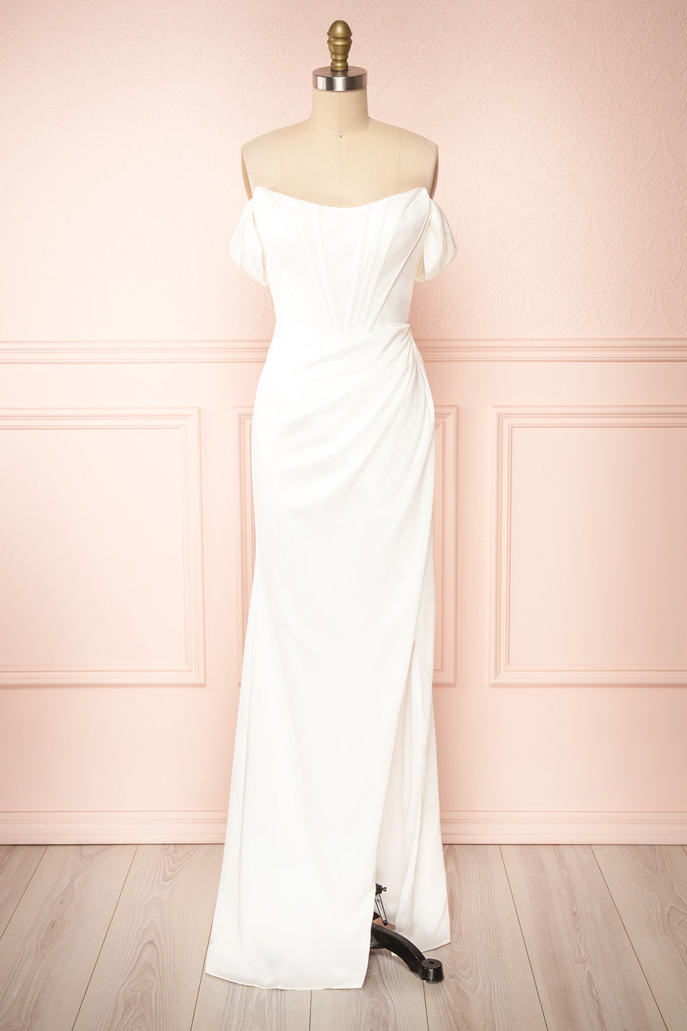 Namie Ivory Corset Maxi Dress w/ Removable Straps | Boudoir 1861 front view