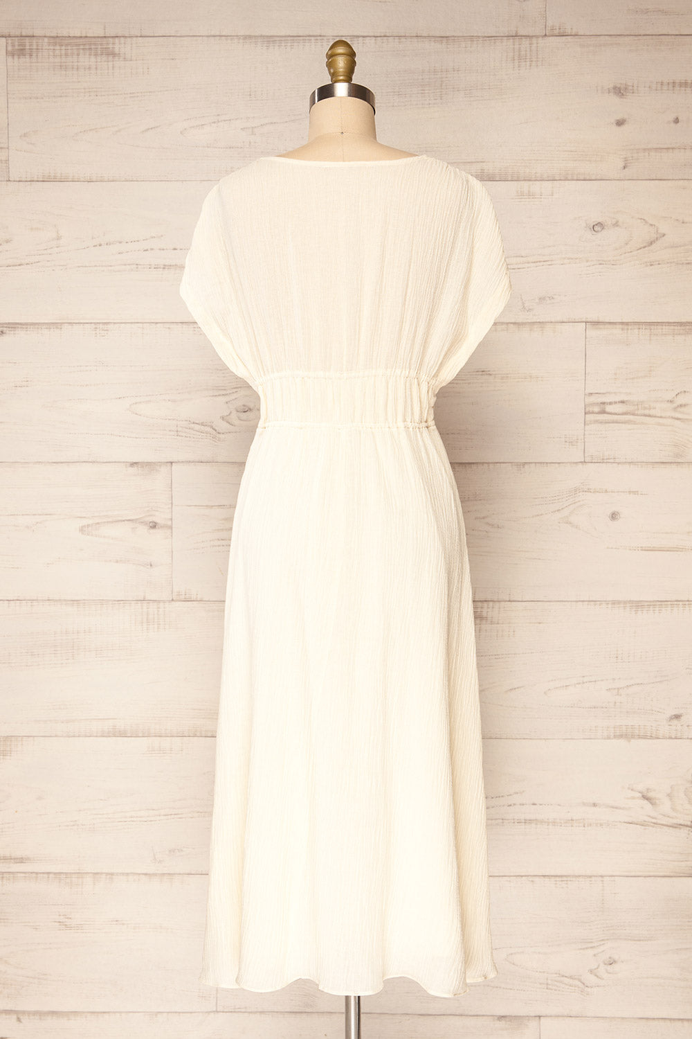 Naneroi Ivory V-Neck Midi Dress | La petite garçonne back view