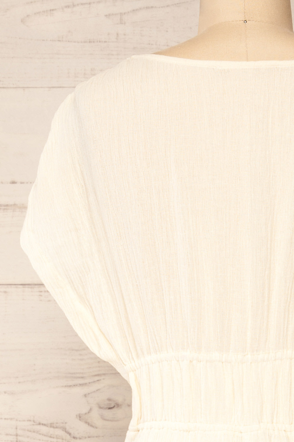 Naneroi Ivory V-Neck Midi Dress | La petite garçonne back close-up