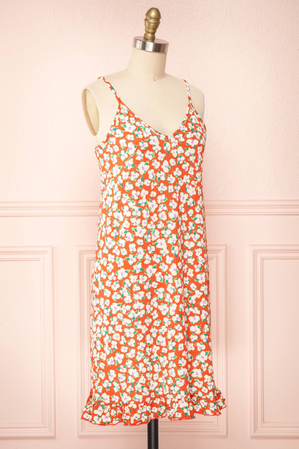 Nathalie Short Colorful Floral Midi Dress | Boutique 1861 side view