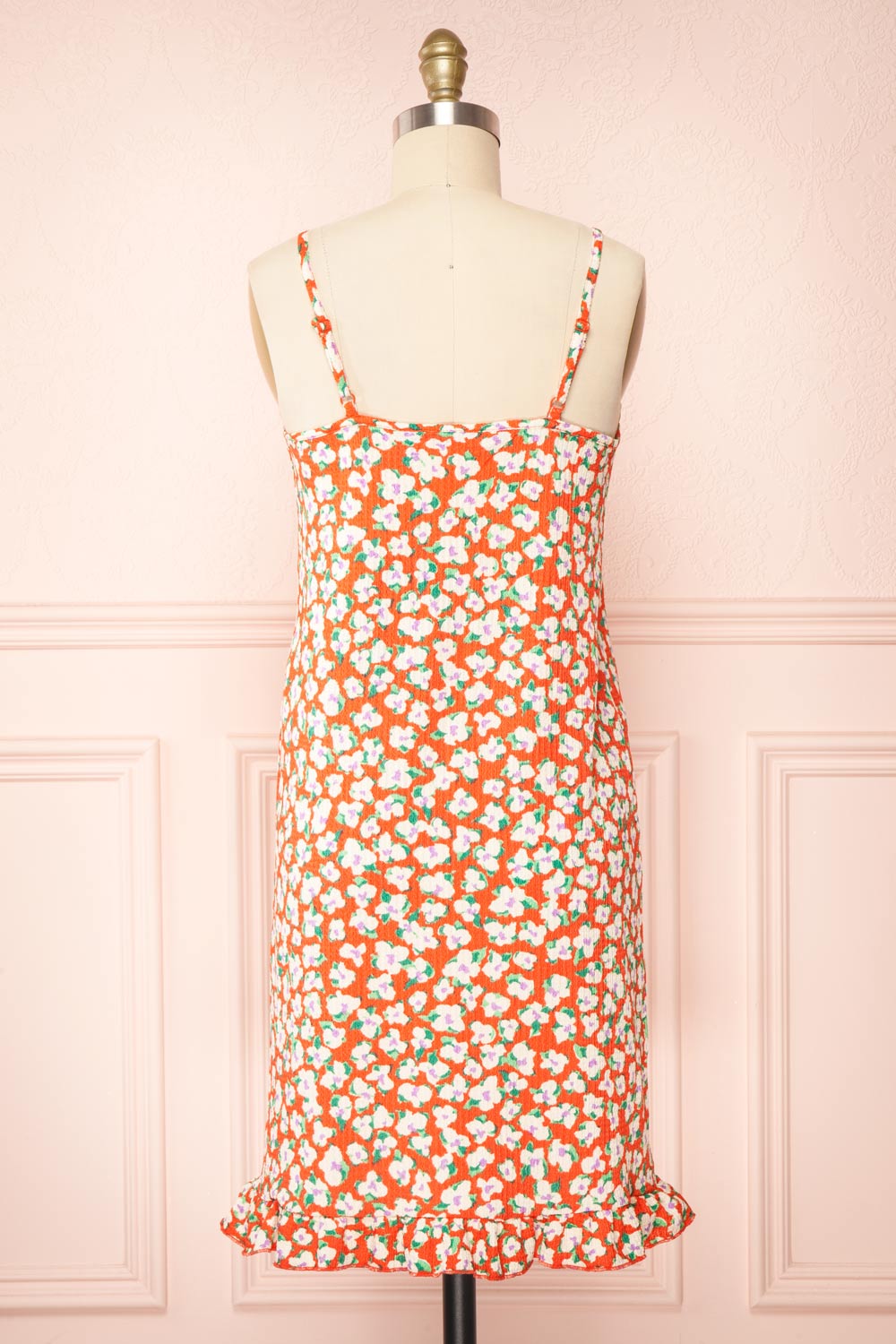 Nathalie Short Colorful Floral Midi Dress | Boutique 1861 back view