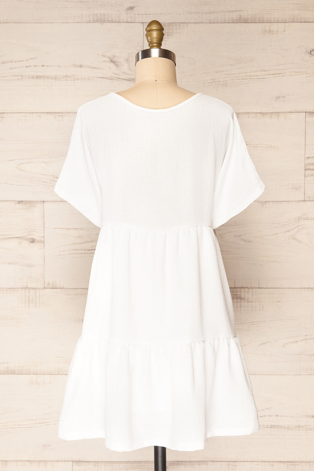 Nefertari Short White V-Neck Dress | La petite garçonne back view