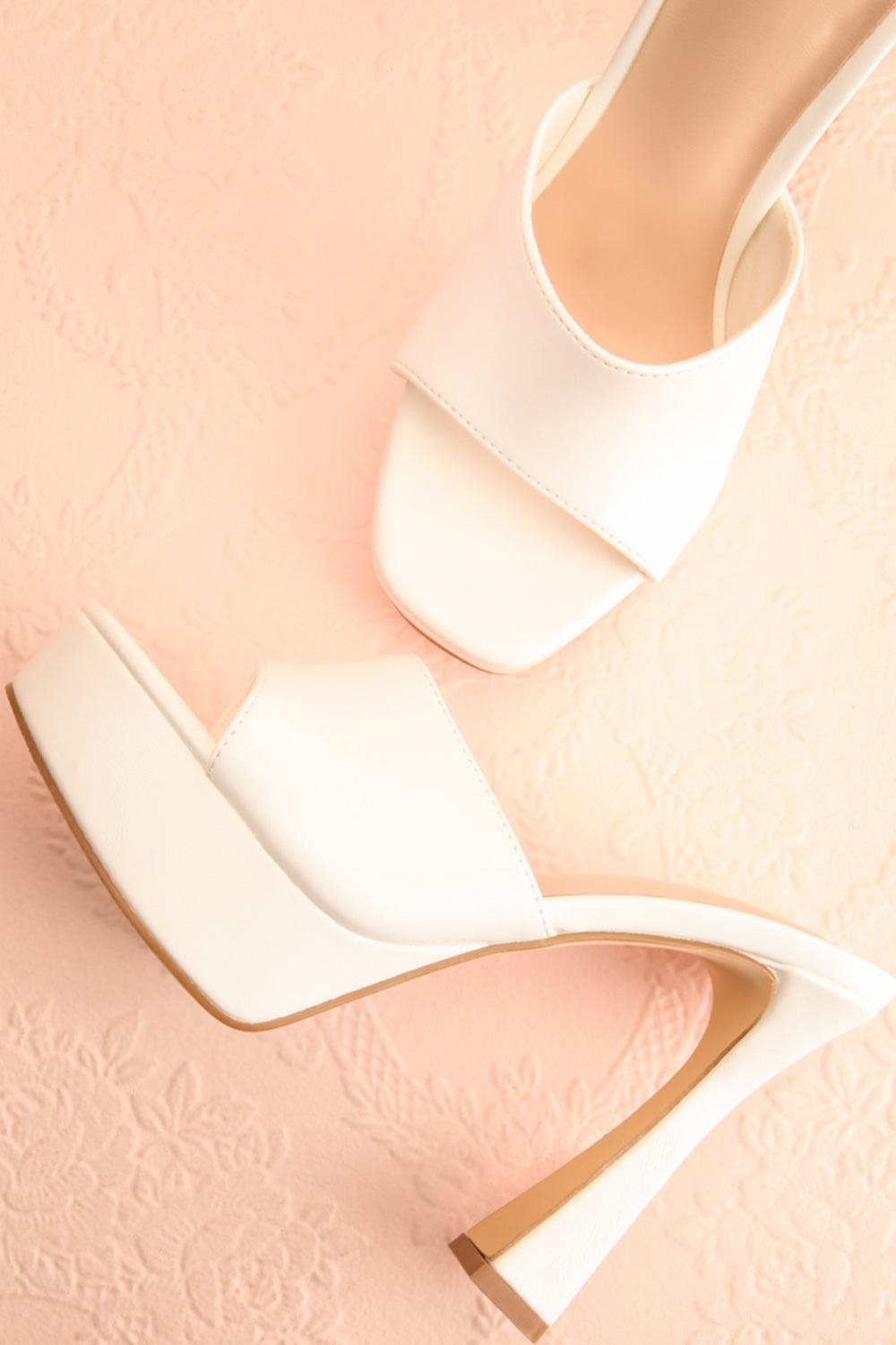 Nerthus White High Heel Sandals | Boutique 1861 flat view