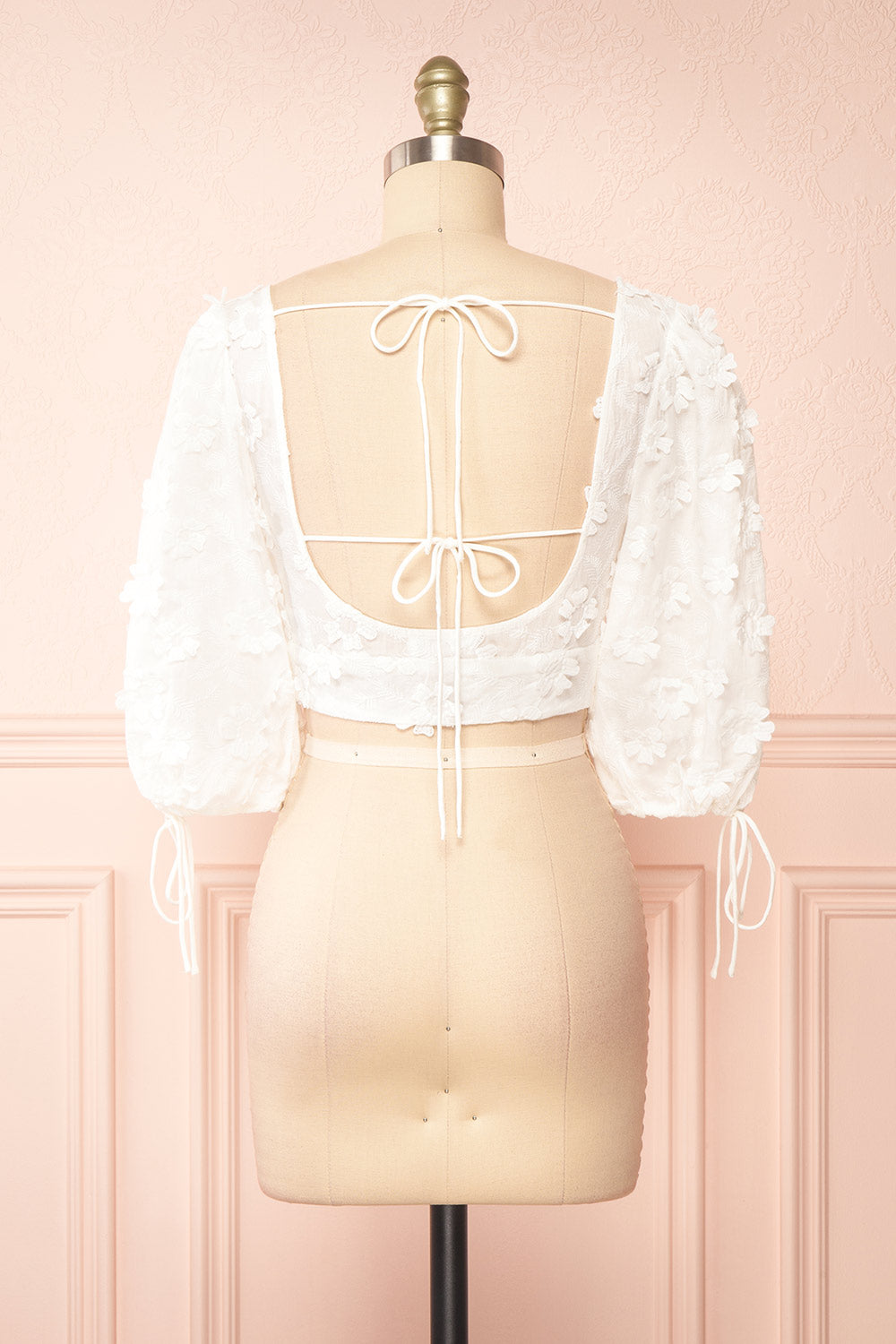 Neske Cropped Top w/ Floral Embroidery | Boutique 1861 back view