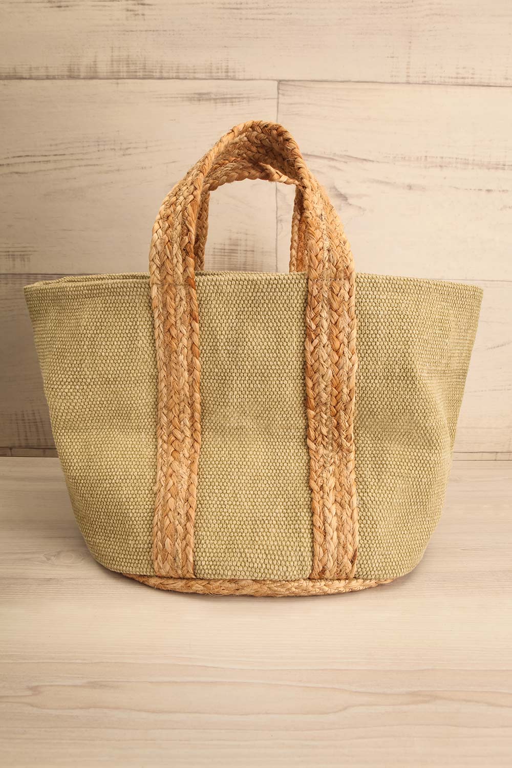 Nessie Sage Green Woven Market Tote | Maison garçonne