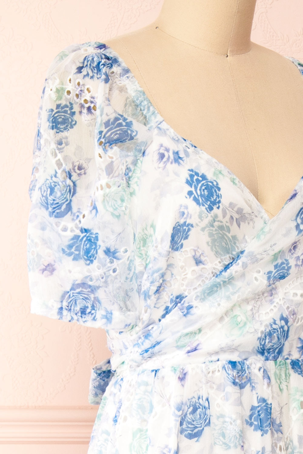 Netty Midi Floral Wrap Dress | Boutique 1861 side close-up