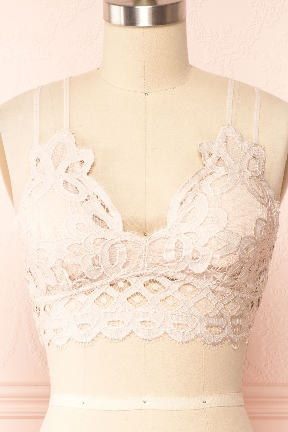 Niken Beige Lace Bralette | Boutique 1861 front close up