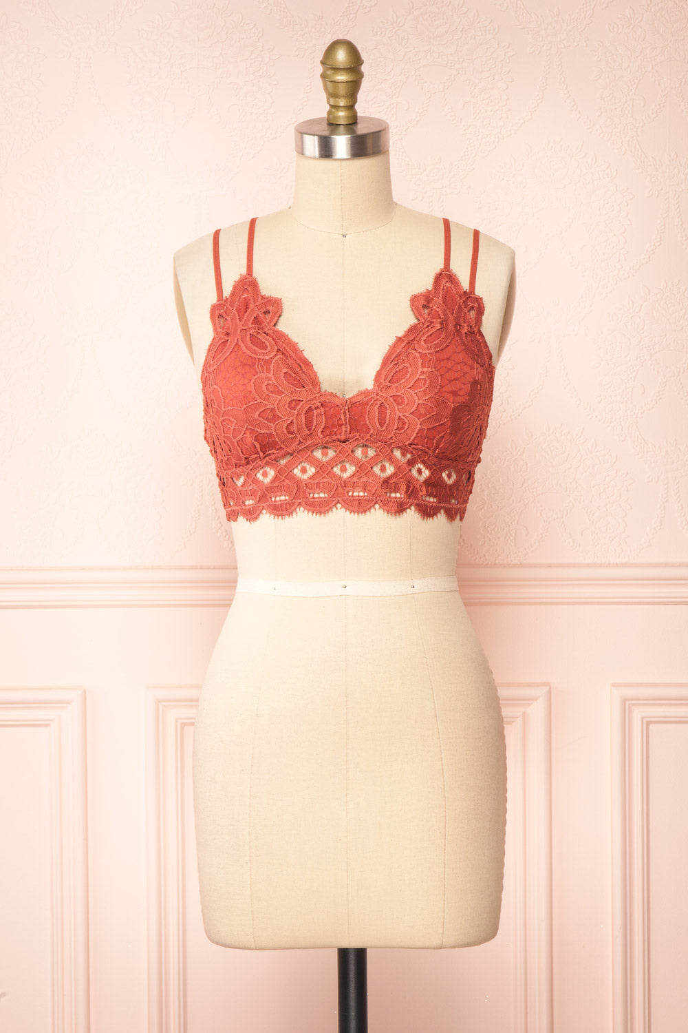 Niken Rust Lace Bralette | Boutique 1861 front view