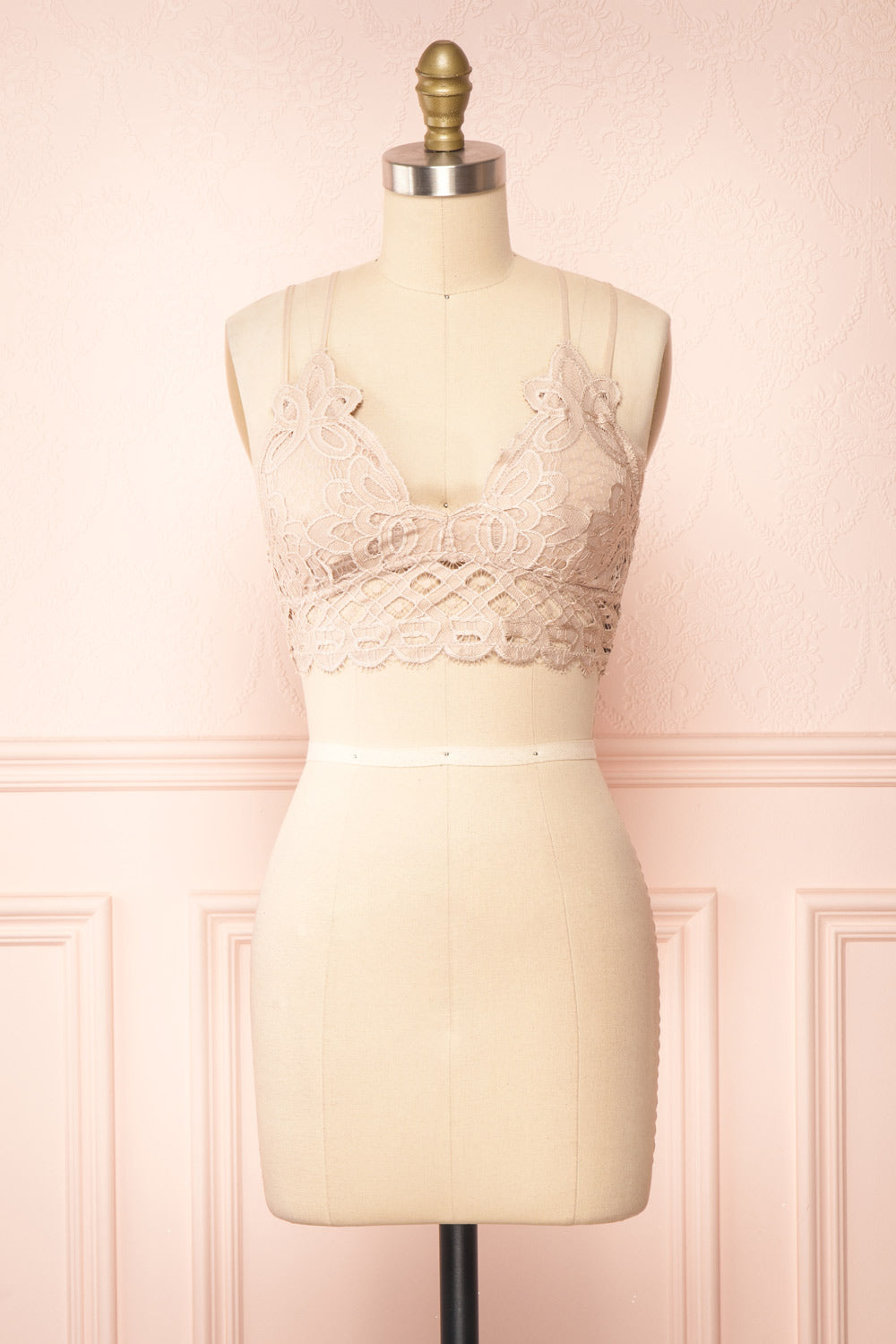 Niken Taupe Lace Bralette | Boutique 1861 front view