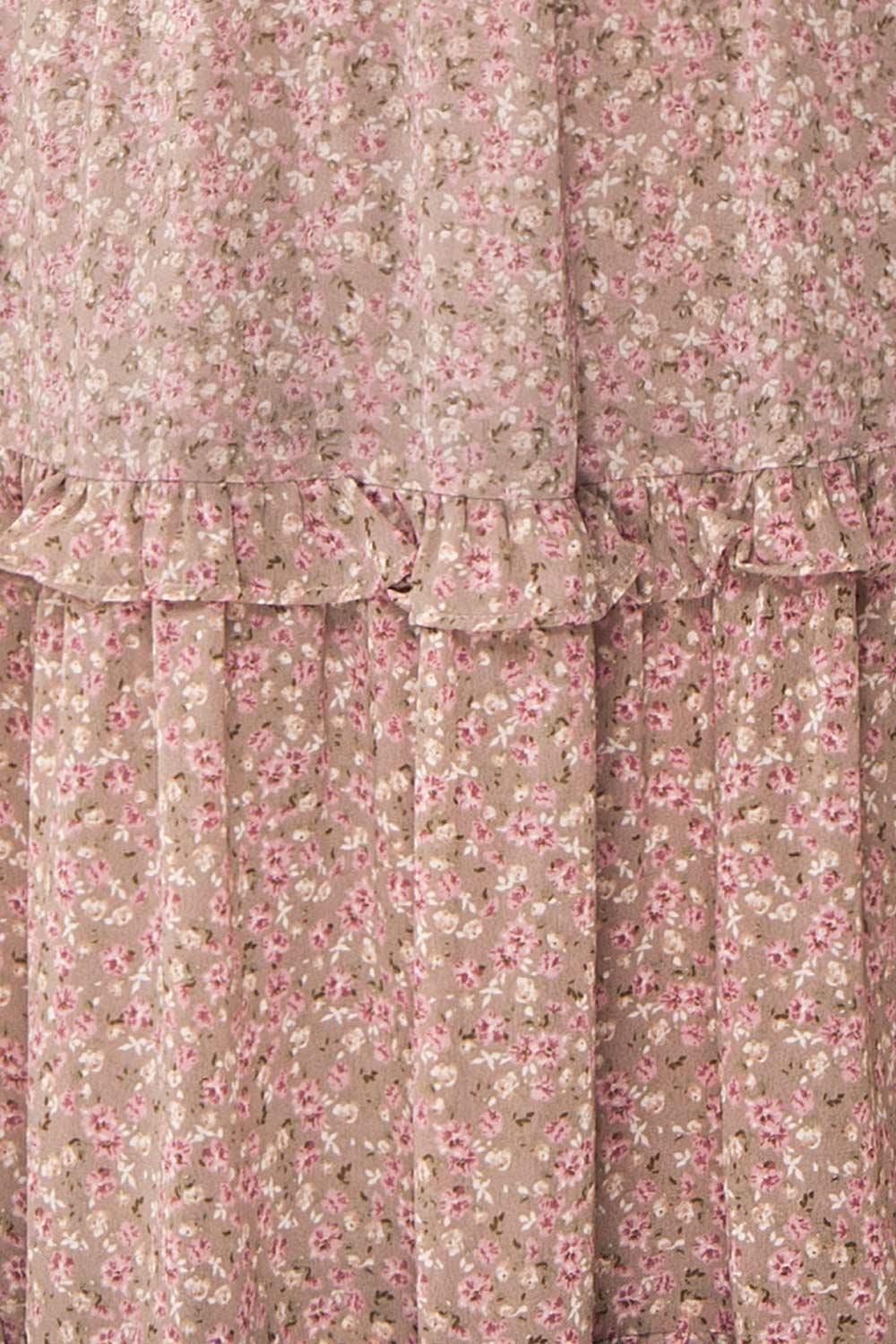 Ninnette Dusty Mauve Long Sleeve Floral Maxi Dress | Boutique 1861 fabric