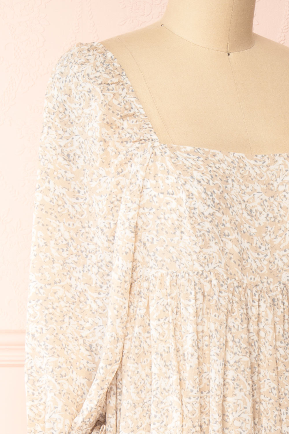 Ninon Patterned Square Neck Maxi Dress | Boutique 1861 side close-up