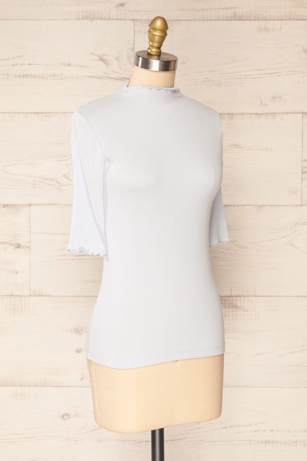 Nirvana Blue Ribbed Top w/ Frills | Boutique 1861 side view