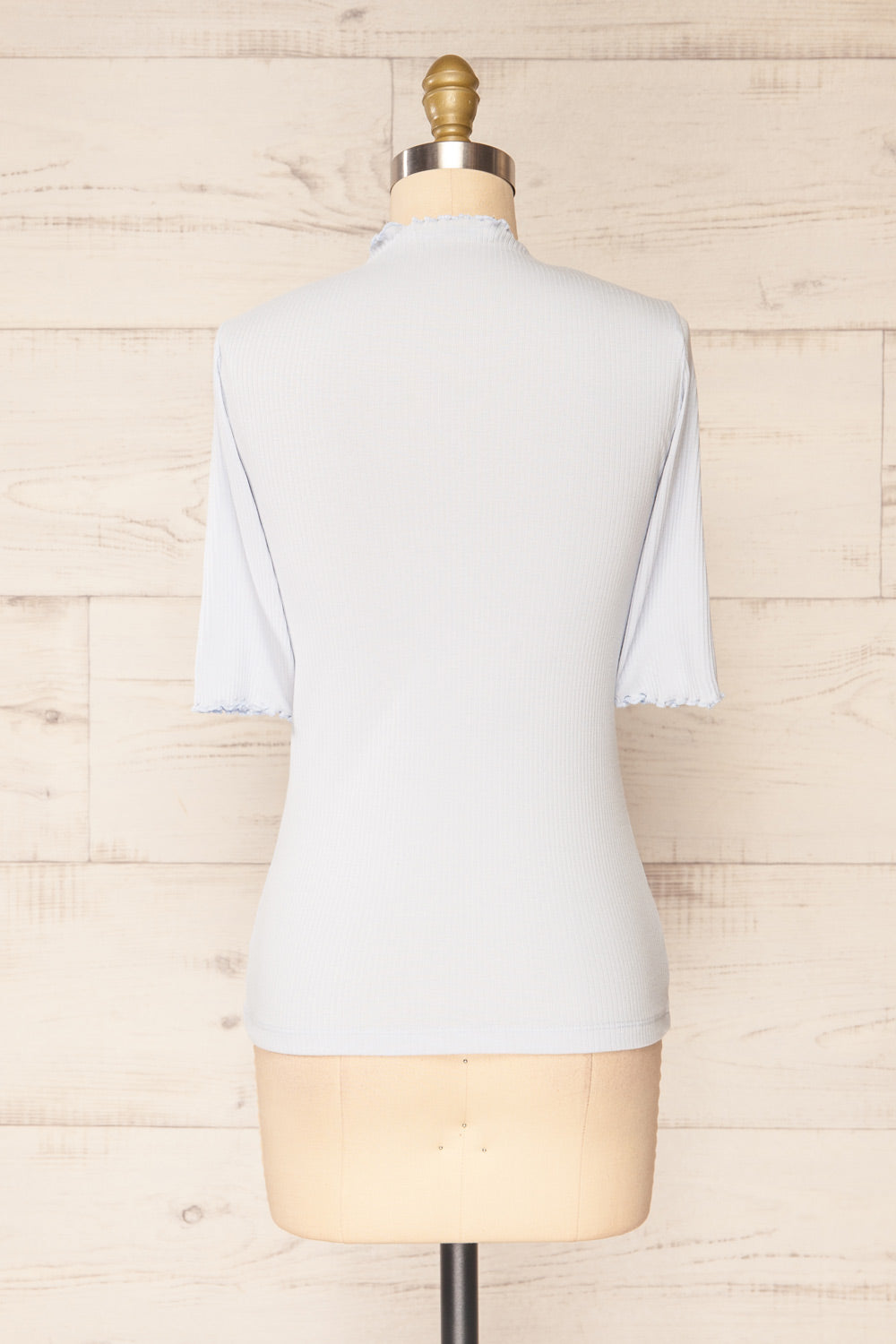 Nirvana Blue Ribbed Top w/ Frills | Boutique 1861 back view