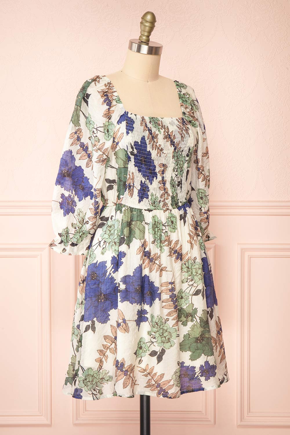 Njord Short Floral Dress w/ 3/4 Sleeves | Boutique 1861 side view